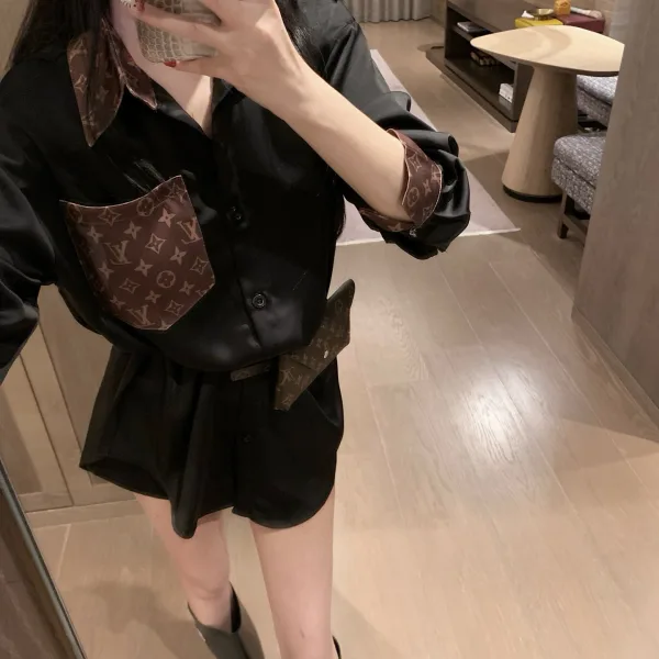 Louis Vuitton Satin Long-Sleeved Dress