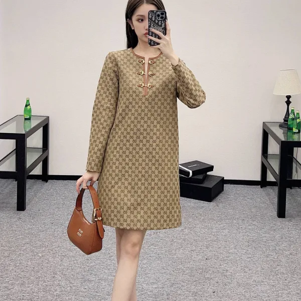Gucci Jacquard Long-Sleeved Dress