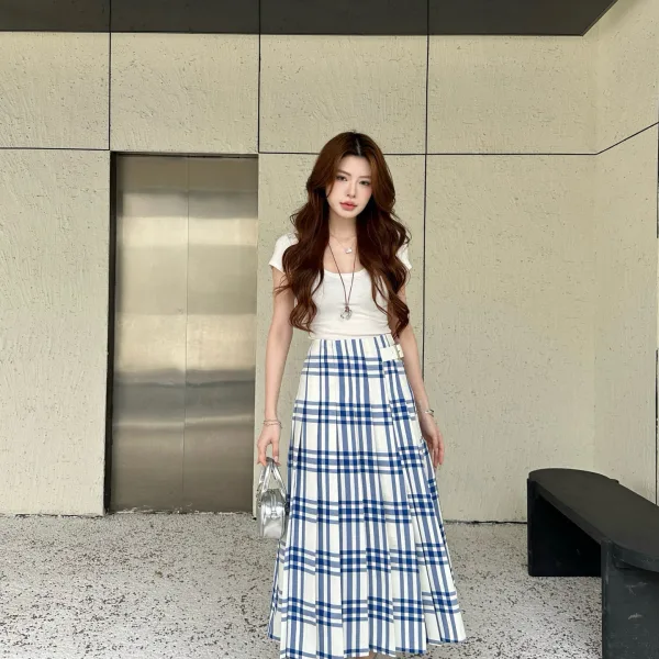 Burberry Plaid Midi Skirt