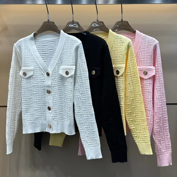 Balmain Gold Long-Sleeved Cardigan
