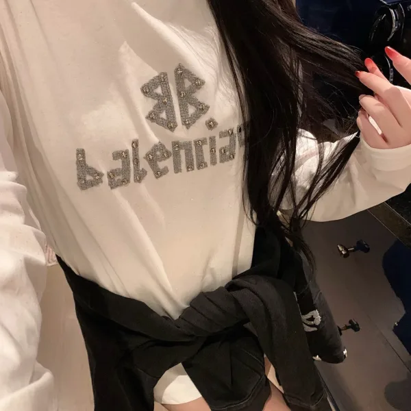 Balenciaga Silver Long-Sleeved T-Shirt