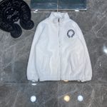 Chrome Hearts Coat White Silk Wool Lambswool Alpaca High-End Quality Winter Slim Fit Embroidery