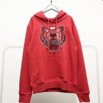 Kenzo Hoodie Red Cotton Mesh Embroidery Patch