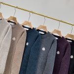 Moncler Overcoat Red Cotton Wool Merino Down Chenil Fleece Autumn Winter And