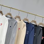 Ami Sweatshirt Red Cotton Pure Fleece Suede Minimalist Silhouette French Romance Embroidery 3D