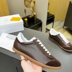 Margiela Skate Shoes Red Genuine Leather Top-Grain Cowhide Sheepskin Suede Patchwork Rubber Raw Easy To Match Patch