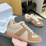 Margiela Skate Shoes Wool Genuine Leather Top-Grain Cowhide Sheepskin Suede Patchwork Rubber Winter Patch