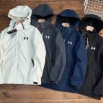 Under Armour Windbreaker Red Mesh Reflective Materials Denim Running Spring Autumn Zippered Pocket