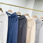 Lacoste Jacket Red Cotton Fleece Ribbed Fabric Simple And Elegant Spring Autumn Embroidery