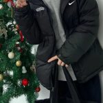 Nike Down Jacket Black Duck Lace Embroidery