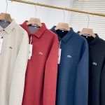 Lacoste Long-Sleeved Red Fleece Mesh Piqu Simple And Elegant