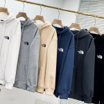 The North Face Hoodie Red Cotton Fleece Fabric Autumn