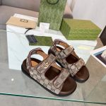 Gucci Sandals Color Cowhide Rubber Outsole Spring Early Embroidery