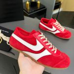 Dries Van Noten Sneakers Red Nylon Suede Cowhide Rubber Lace Running Spring Summer And Lightweight Sole