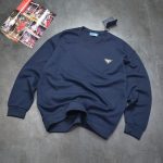 Prada Long-Sleeved Shirts Blue Cotton Double-Sided Down Autumn Metal Logo