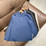 Descente Long-Sleeved Shirt Blue Cotton Polyester Spandex Autumn