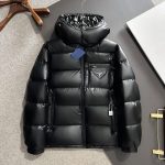 Prada Down Jacket Red Goose Duck Nylon Premium Quality Zippered Pocket
