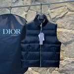 Dior Down Jacket Red Goose Duck Nylon Satin Jacquard Premium Quality Pattern Zippered Pocket