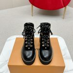 Louis Vuitton Dr. Martens Boots Red Top-Grain Cowhide Rubber Outsole Lace Contrasting Stitching