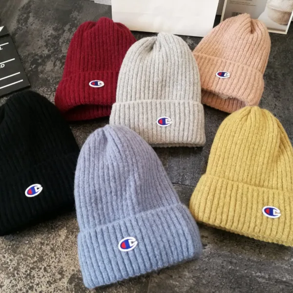 Champion Wool Hat Yellow Cashmere Fleece Coral Winter