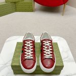 Gucci Sneakers Red Top-Grain Cowhide Sheepskin Lace