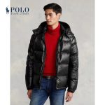 Ralph Lauren Jacket Red Duck Down Nylon Fleece Patent Leather Winter Embroidery