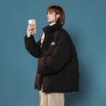 Adidas Cotton-Padded Coat Black Cotton Down Winter