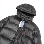Ralph Lauren Jacket Black Down Fleece Patent Leather Winter