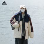 Adidas Outerwear Red Cotton Down Woven Fabric Jacquard