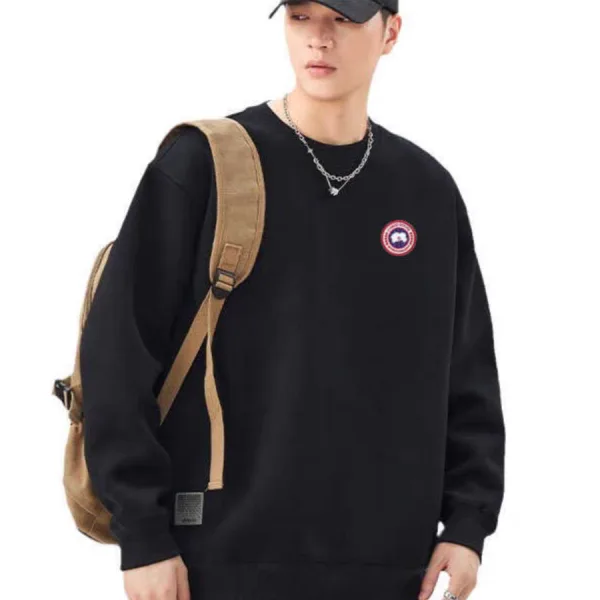 Canada Goose Hoodie Black Cotton Imitation Fleece Simple Style