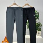 Lacoste Trousers Ash Silk Velvet Fleece Milk Autumn Winter And Slim Fit Embroidery