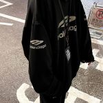 Balenciaga Hoodie Red Double-Sided Fabric Relaxed Fit