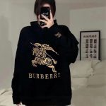 Burberry Hoodie Red Double-Sided Fabric Winter Embroidery