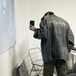 Balenciaga Coat Red Twill Denim Sophistication Autumn Winter And