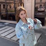 Louis Vuitton Jacket Red Twill Jacquard Denim Pattern Embroidery Patch
