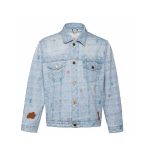 Louis Vuitton Jacket Red Twill Jacquard Denim Pattern Embroidery Patch