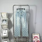 Louis Vuitton Jeans Red Cotton Twill Jacquard Denim Pattern Drawstring Adjustment