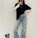 Louis Vuitton Jeans Red Cotton Twill Jacquard Denim Pattern Drawstring Adjustment