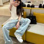 Louis Vuitton Jeans Red Twill Jacquard Denim Pattern Embroidery Patch