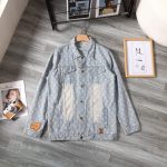 Louis Vuitton Coat Red Twill Jacquard Denim Pattern Embroidery