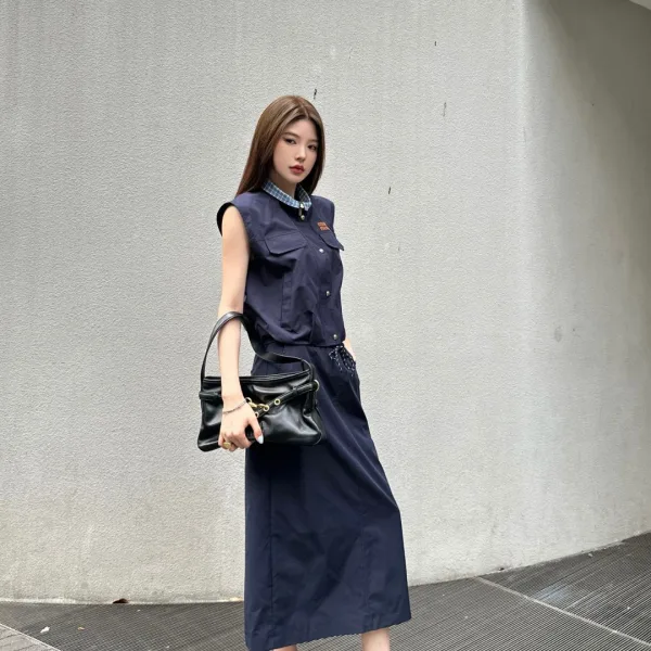 Miu Miu Plaid Midi Skirt