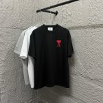 Ami Short-Sleeved T-Shirt Red Cotton Spring Summer Embroidery