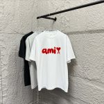 Ami Short-Sleeved T-Shirt Red Cotton Spring Summer