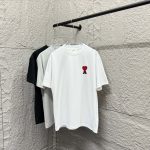 Ami Short-Sleeved T-Shirt Black Cotton Spring Summer Embroidery