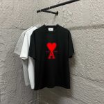 Ami Short-Sleeved T-Shirt Red Cotton Spring Summer