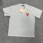 Miu Short-Sleeved T-Shirt Red Cotton Spring Summer Embroidery