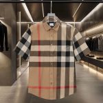 Burberry Short-Sleeved Shirt Red Cotton Poplin Delicate And Soft To The Touch