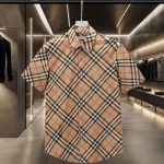 Burberry Short-Sleeved Shirt Red Cotton Poplin Delicate And Soft To The Touch