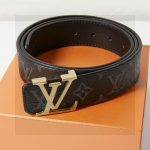 Louis Vuitton Belt Black Genuine Leather Split