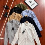 Ralph Lauren Long-Sleeved Shirt Blue Cotton Pure Oxford Cloth Sophistication Embroidery 3D
